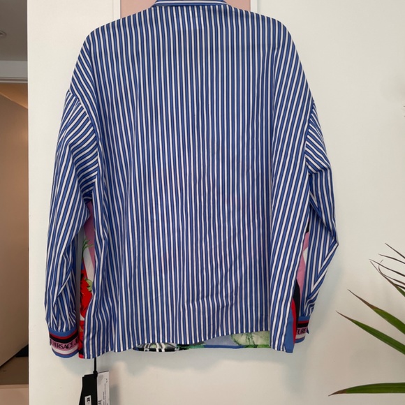 Versace Jeans Couture - Button-Front Striped Rose Shirt - Picture 8 of 14